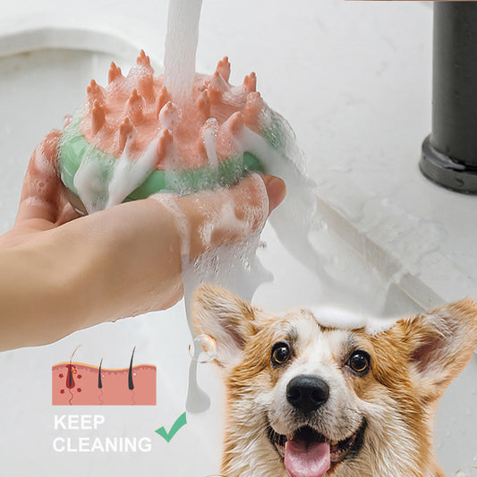 Soap dispensing dog brush