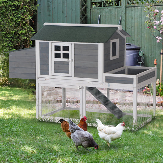 PawHut 63''Wooden Chicken Coop Hen Hutch Poultry House Nesting Cage