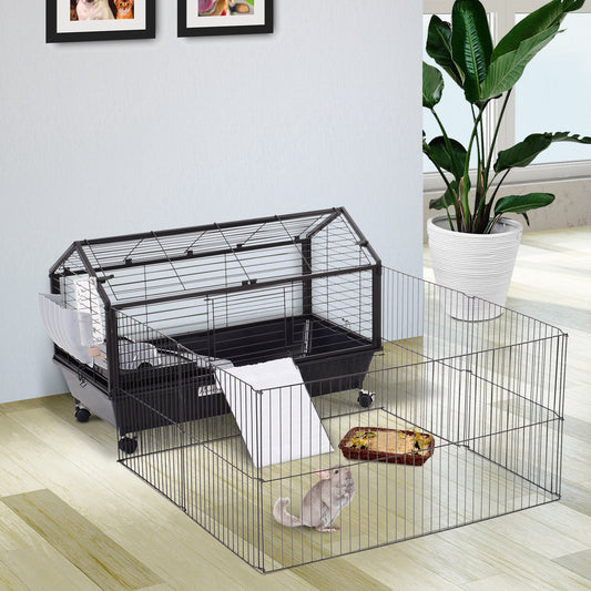 PawHut Metal Small Animals Cage Main House  Foldable Large Run Cage
